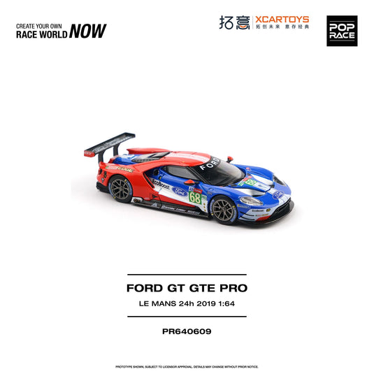 Pop Race x XCARTOYS - Ford GT GTE PRO (Le Mans 24H 2019) 1/64 Scale Diecast Model Car (PR640609)
