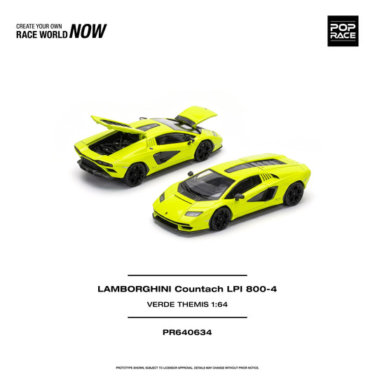 Pop Race - Lamborghini Countach LPI 800-4 (Verde Themis) 1/64 Scale Diecast Model Car (PR640634)