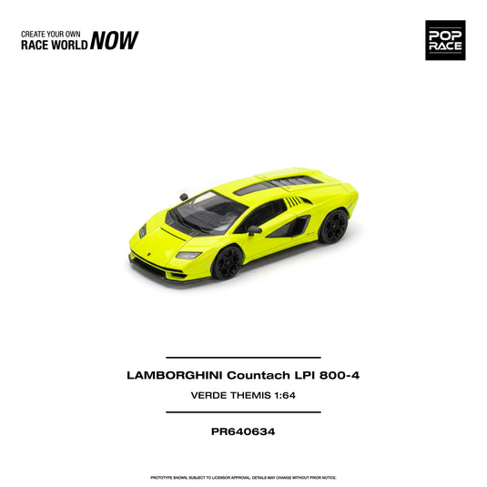 Pop Race - Lamborghini Countach LPI 800-4 (Verde Themis) 1/64 Scale Diecast Model Car (PR640634)
