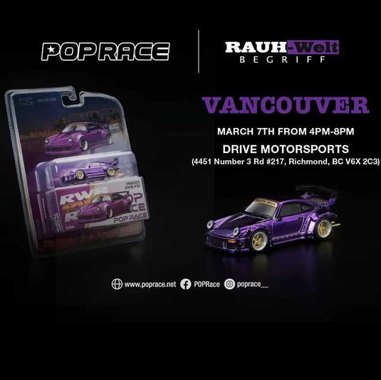 Pop Race - RWB 930 (Purple Chrome) (Vancouver 2026 Edition) 1/64 Scale Diecast Model Car (PRB003)