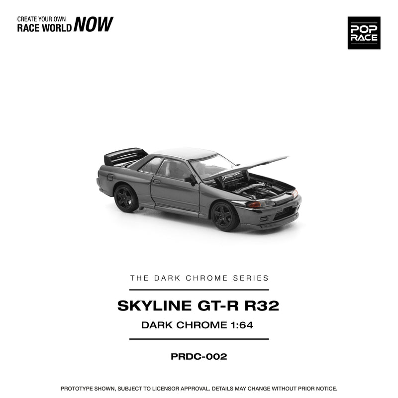Load image into Gallery viewer, Pop Race - Skyilne GT-R R32 (Dark Chrome) 1/64 Scale Diecast Model Car
