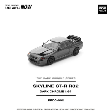 Pop Race - Skyilne GT-R R32 (Dark Chrome) 1/64 Scale Diecast Model Car