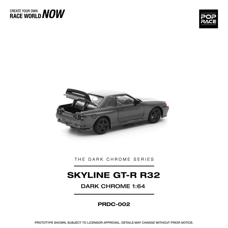 Load image into Gallery viewer, Pop Race - Skyilne GT-R R32 (Dark Chrome) 1/64 Scale Diecast Model Car
