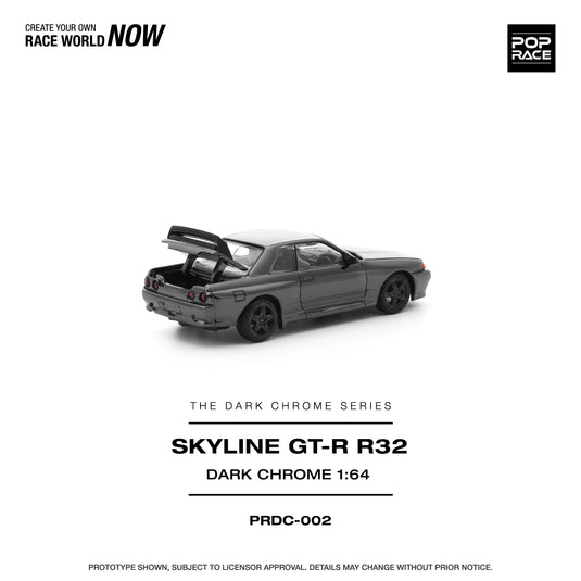 Pop Race - Skyilne GT-R R32 (Dark Chrome) 1/64 Scale Diecast Model Car