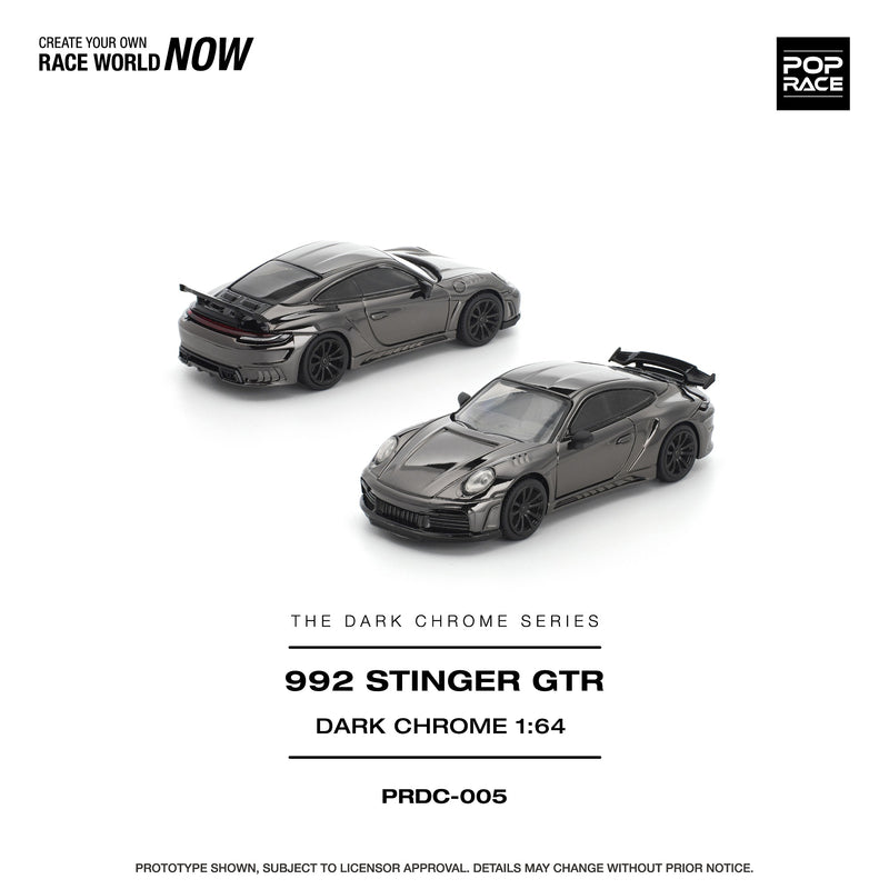 Load image into Gallery viewer, Pop Race - 992 Stinger GTR (Dark Chrome) 1/64 Scale Diecast Model Car
