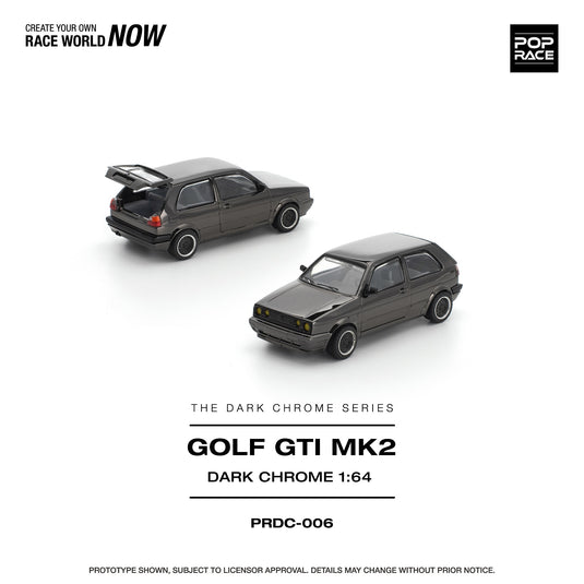 Pop Race - Golf GTA MK2 (Dark Chrome) 1/64 Scale Diecast Model Car