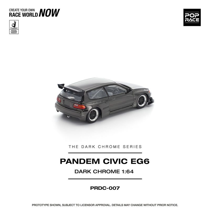 Load image into Gallery viewer, Pop Race - Pandem Civic EG6 (Dark Chrome) 1/64 Scale Diecast Model Car
