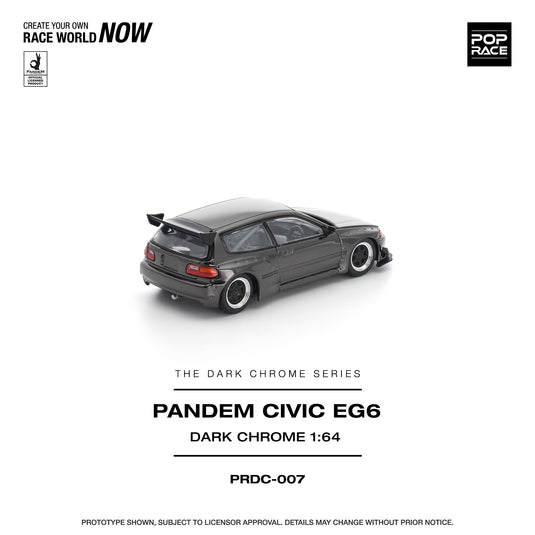 Pop Race - Pandem Civic EG6 (Dark Chrome) 1/64 Scale Diecast Model Car