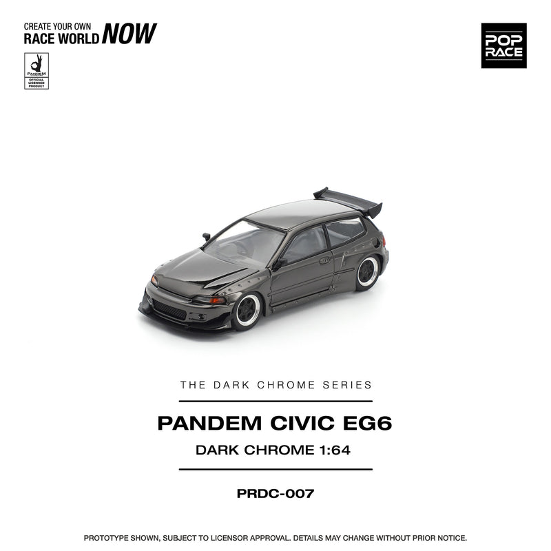 Load image into Gallery viewer, Pop Race - Pandem Civic EG6 (Dark Chrome) 1/64 Scale Diecast Model Car
