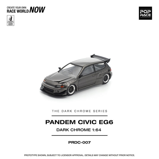 Pop Race - Pandem Civic EG6 (Dark Chrome) 1/64 Scale Diecast Model Car