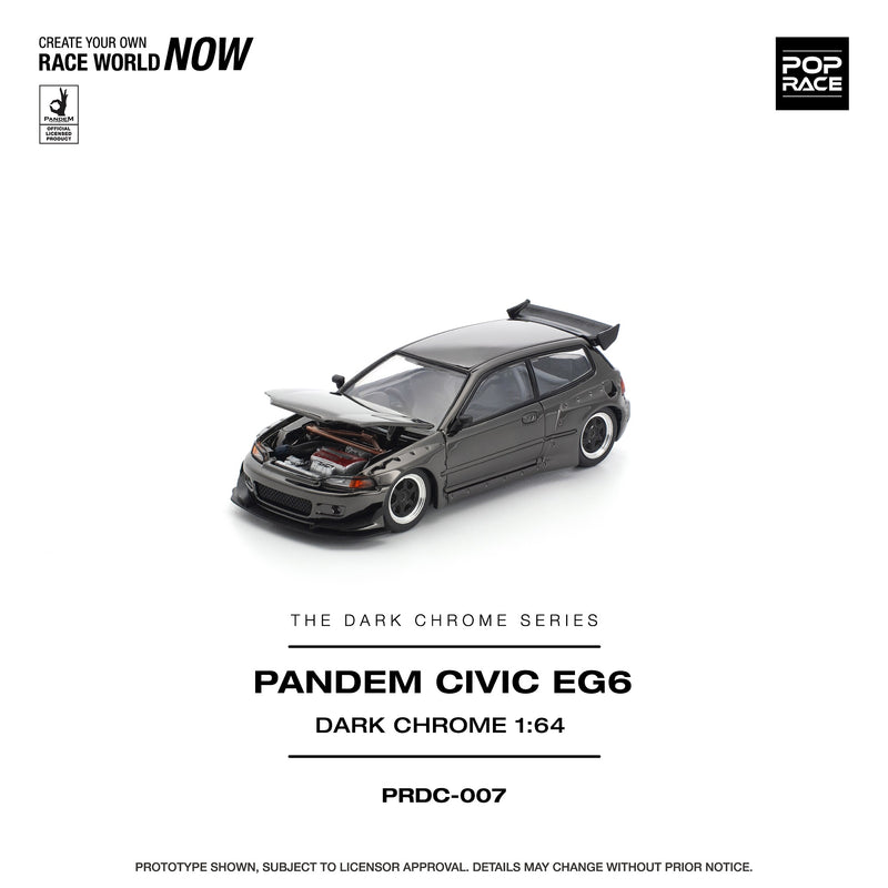 Load image into Gallery viewer, Pop Race - Pandem Civic EG6 (Dark Chrome) 1/64 Scale Diecast Model Car
