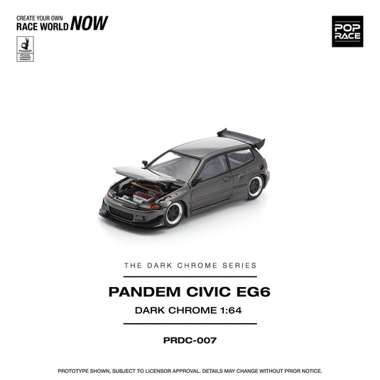 Pop Race - Pandem Civic EG6 (Dark Chrome) 1/64 Scale Diecast Model Car