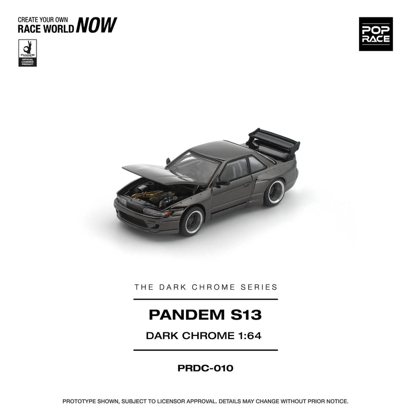 Load image into Gallery viewer, Pop Race - Pandem S13 (Dark Chrome) 1/64 Scale Diecast Model Car (PRDC010)
