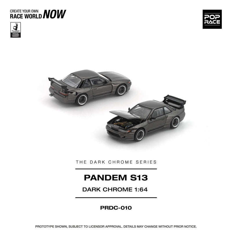 Load image into Gallery viewer, Pop Race - Pandem S13 (Dark Chrome) 1/64 Scale Diecast Model Car (PRDC010)
