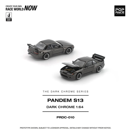 Pop Race - Pandem S13 (Dark Chrome) 1/64 Scale Diecast Model Car (PRDC010)
