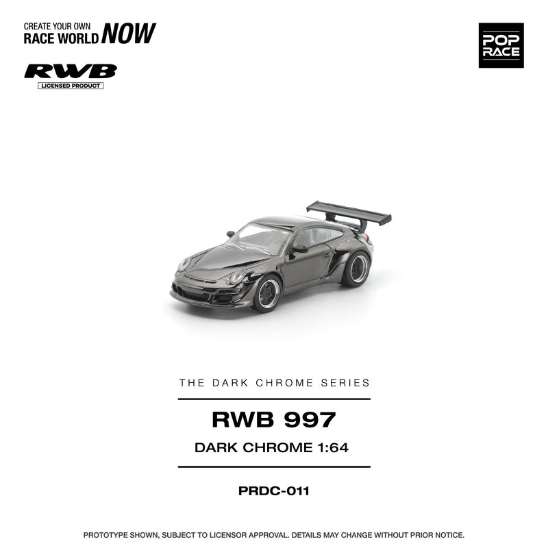 Load image into Gallery viewer, Pop Race - RWB 997 (Dark Chrome) 1/64 Scale Diecast Model Car (PRDC011)

