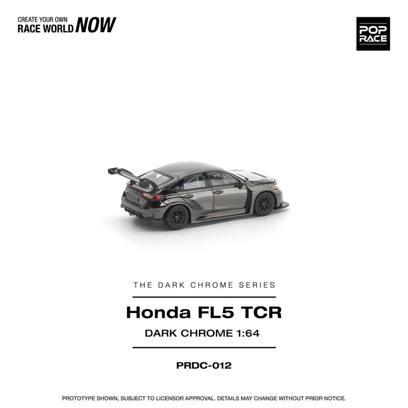 Load image into Gallery viewer, Pop Race - Honda Civic FL5 TCR (Dark Chrome) 1/64 Scale Diecast Model Car (PRDC012)
