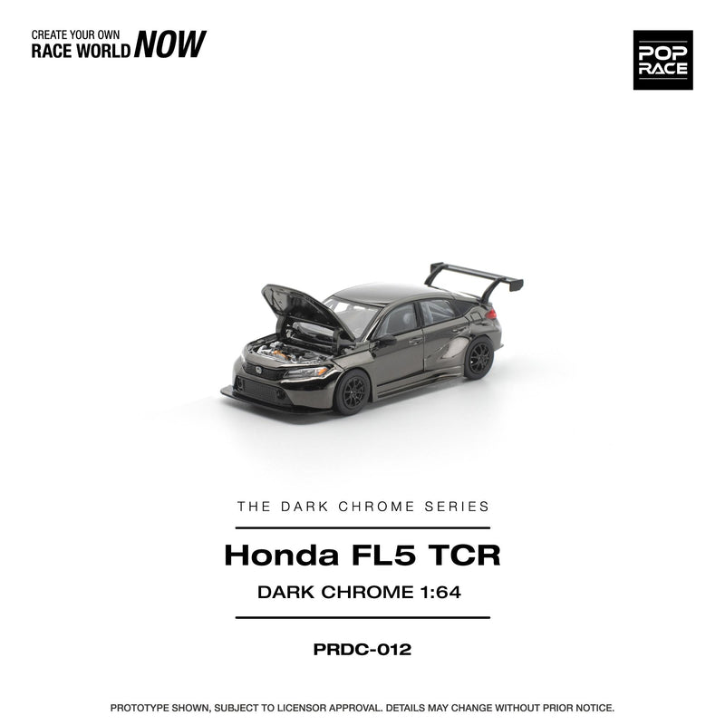 Load image into Gallery viewer, Pop Race - Honda Civic FL5 TCR (Dark Chrome) 1/64 Scale Diecast Model Car (PRDC012)
