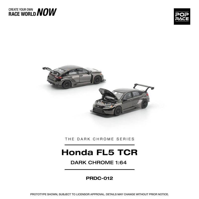 Load image into Gallery viewer, Pop Race - Honda Civic FL5 TCR (Dark Chrome) 1/64 Scale Diecast Model Car (PRDC012)
