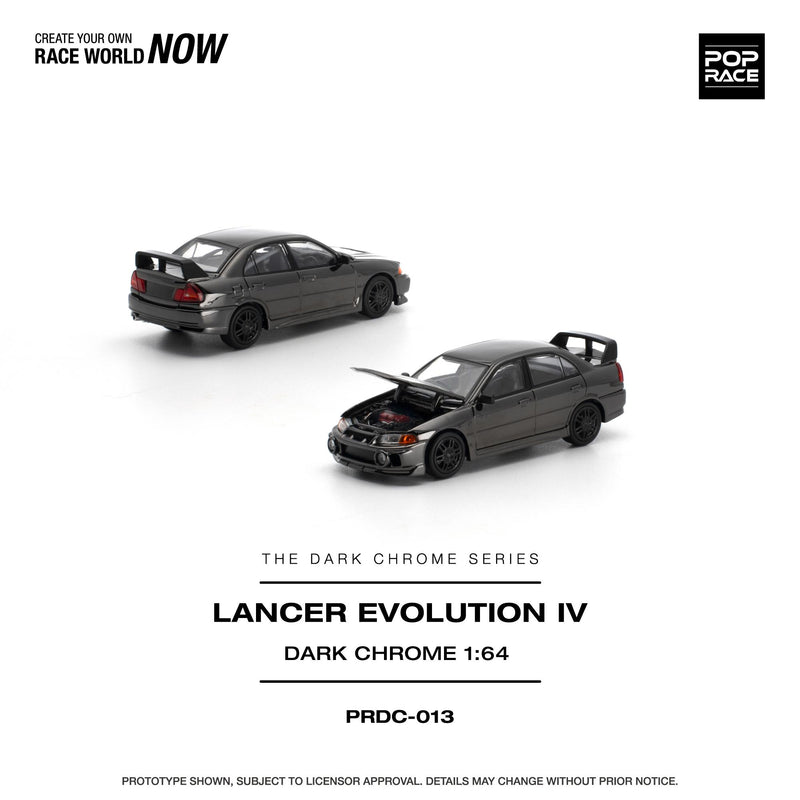 Load image into Gallery viewer, Pop Race - Lancer Evolution IV (Dark Chrome) 1/64 Scale Diecast Model Car (PRDC013)
