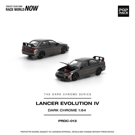 Pop Race - Lancer Evolution IV (Dark Chrome) 1/64 Scale Diecast Model Car (PRDC013)