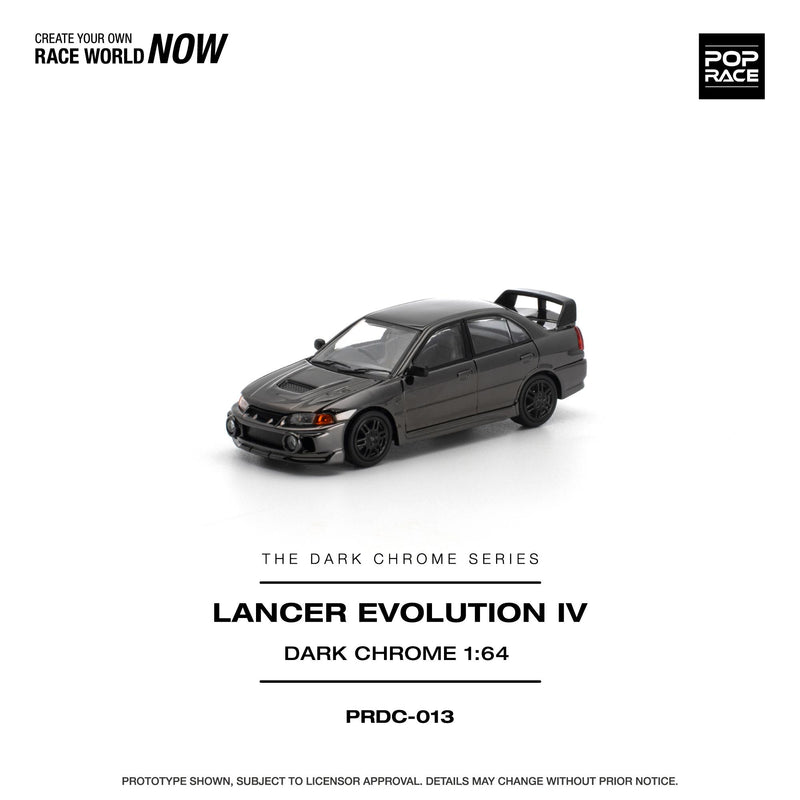 Load image into Gallery viewer, Pop Race - Lancer Evolution IV (Dark Chrome) 1/64 Scale Diecast Model Car (PRDC013)
