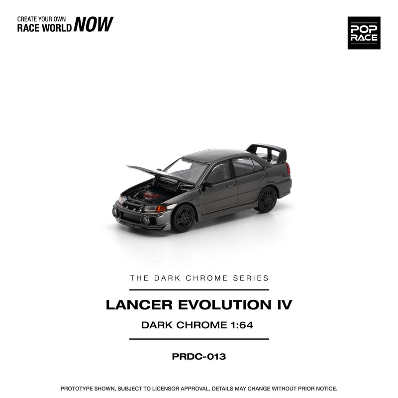 Load image into Gallery viewer, Pop Race - Lancer Evolution IV (Dark Chrome) 1/64 Scale Diecast Model Car (PRDC013)
