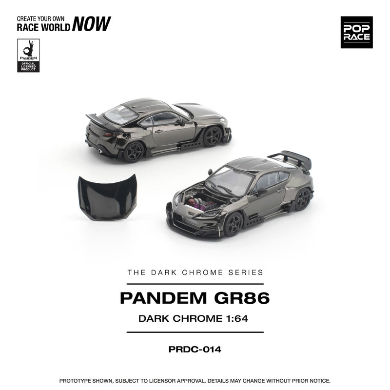 Load image into Gallery viewer, Pop Race - Pandem GR86 (Dark Chrome) 1/64 Scale Diecast Model Car (PRDC014)
