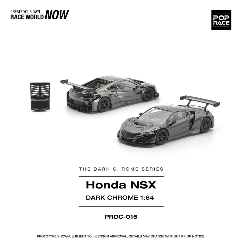 Load image into Gallery viewer, Pop Race - Honda NSX GT3 EV022 (Dark Chrome) 1/64 Scale Diecast Model Car (PRDC015)
