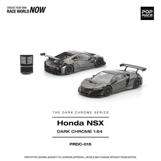 Pop Race - Honda NSX GT3 EV022 (Dark Chrome) 1/64 Scale Diecast Model Car (PRDC015)
