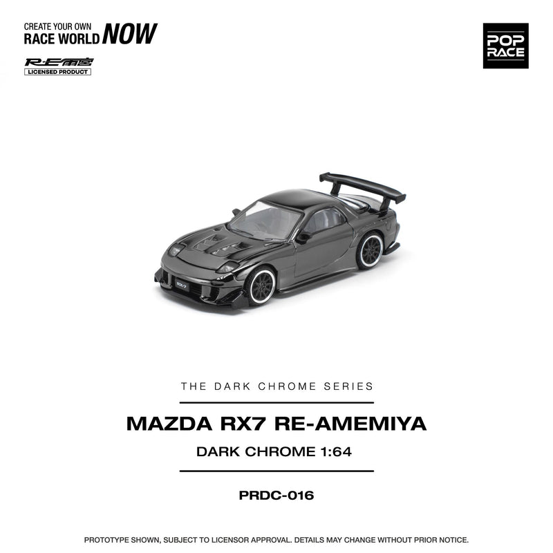 Load image into Gallery viewer, Pop Race - Mazda RX-7 Re-Amemiya (Dark Chrome) 1/64 Scale Diecast Model Car (PRDC016)
