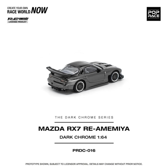 Pop Race - Mazda RX-7 Re-Amemiya (Dark Chrome) 1/64 Scale Diecast Model Car (PRDC016)