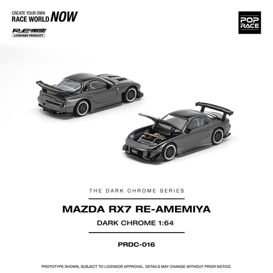 Pop Race - Mazda RX-7 Re-Amemiya (Dark Chrome) 1/64 Scale Diecast Model Car (PRDC016)
