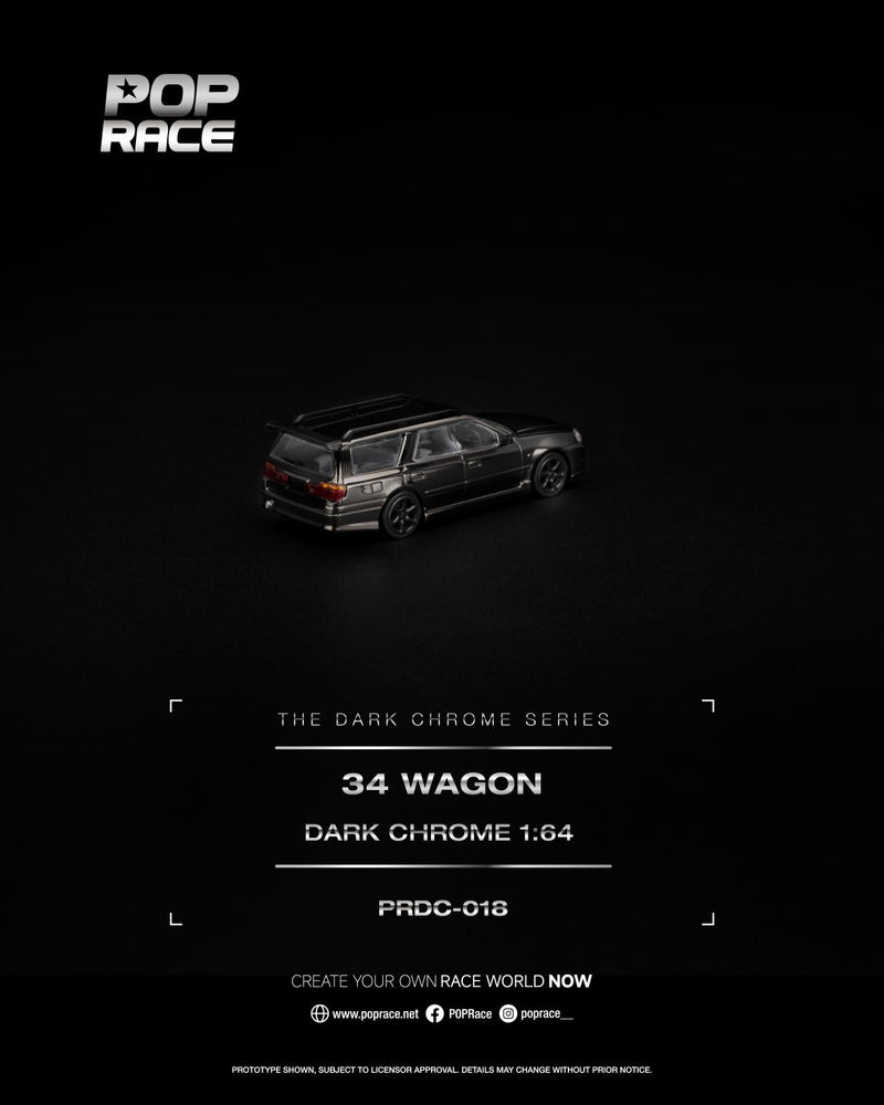 Load image into Gallery viewer, Pop Race - R34 Wagon (Dark Chrome) 1/64 Scale Diecast Model Car (PRDC018)
