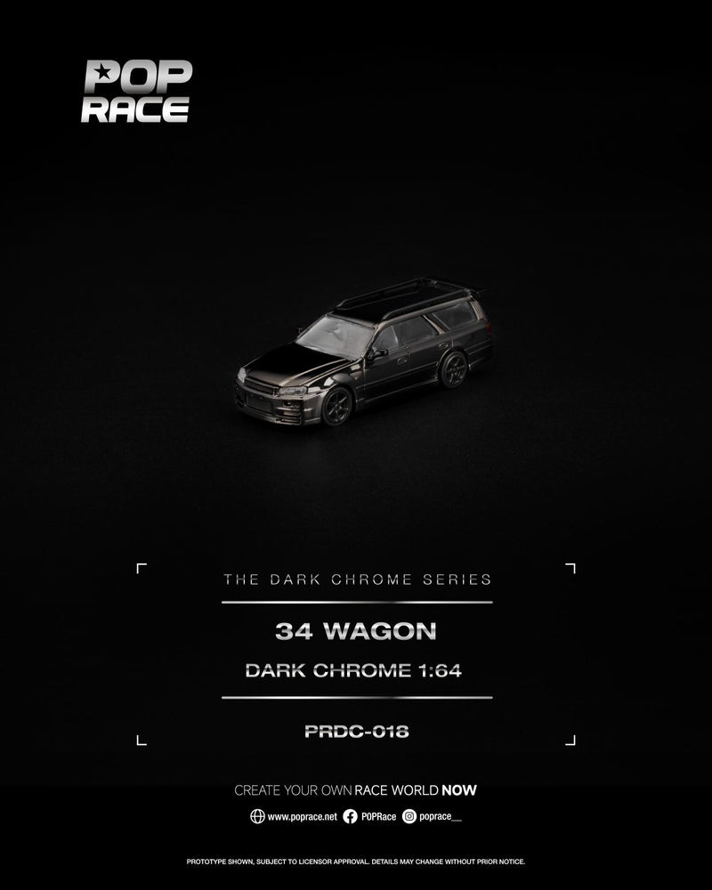 Load image into Gallery viewer, Pop Race - R34 Wagon (Dark Chrome) 1/64 Scale Diecast Model Car (PRDC018)
