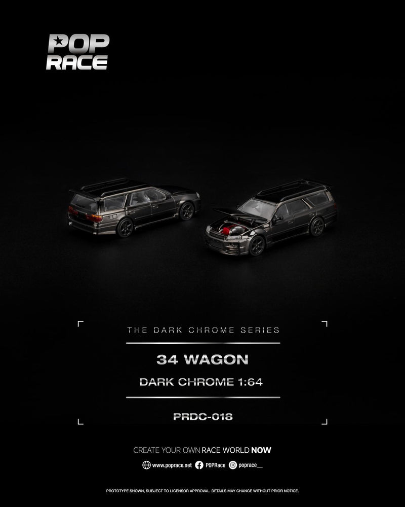 Load image into Gallery viewer, Pop Race - R34 Wagon (Dark Chrome) 1/64 Scale Diecast Model Car (PRDC018)
