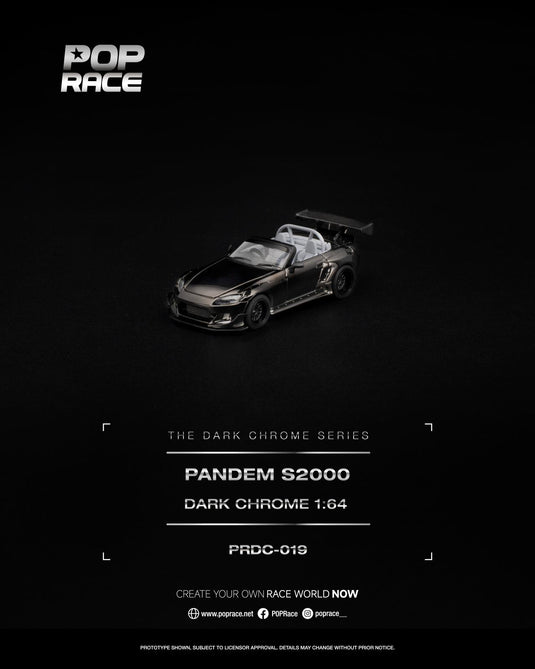 Pop Race - Pandem S2000 (Dark Chrome) 1/64 Scale Diecast Model Car (PRDC019)