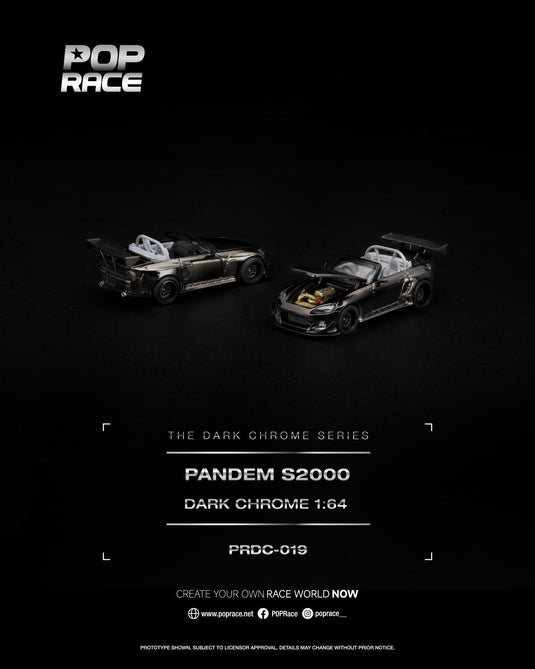 Pop Race - Pandem S2000 (Dark Chrome) 1/64 Scale Diecast Model Car (PRDC019)