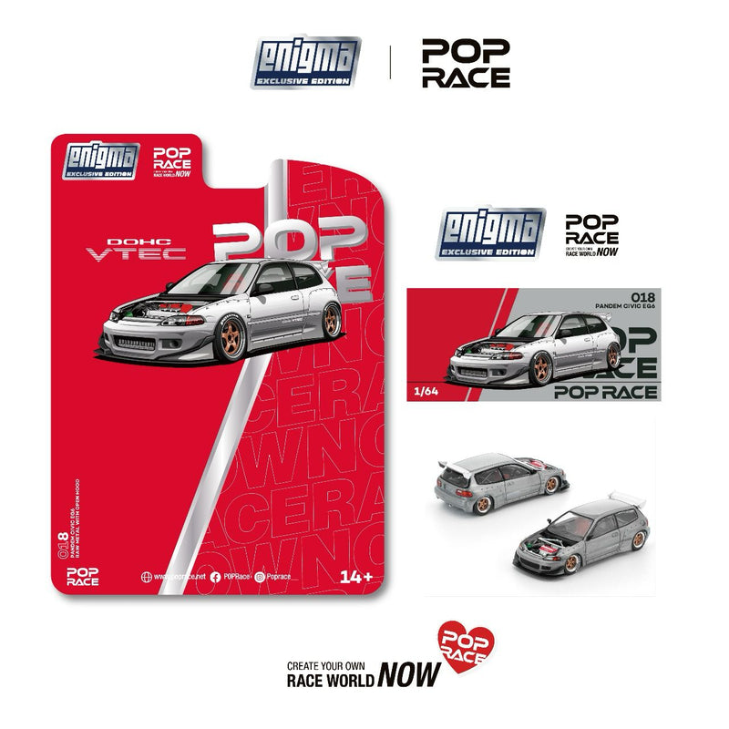 Load image into Gallery viewer, Pop Race - Pandem Civic EG6 (Raw Metal) (Enigma Exclusive Edition) 1/64 Scale Diecast Model Car
