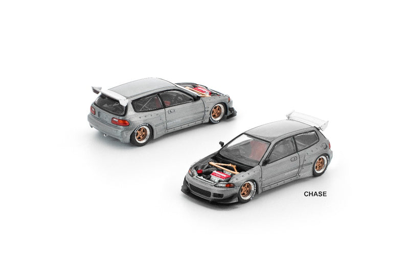 Load image into Gallery viewer, Pop Race - Pandem Civic EG6 (Raw Metal) (Enigma Exclusive Edition) 1/64 Scale Diecast Model Car
