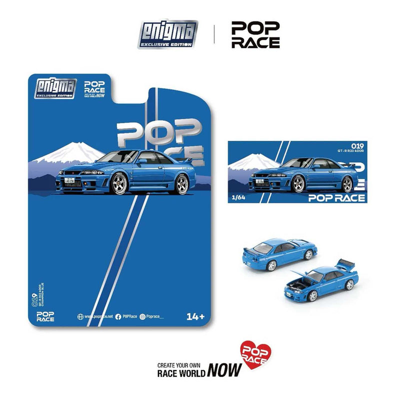 Load image into Gallery viewer, Pop Race - Skyline GT-R R33 Nismo 400R (Championship Blue) (Enigma Exclusive Edition) 1/64 Scale Diecast Model Car
