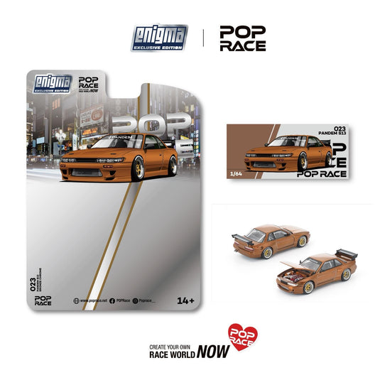 Pop Race - Pandem S13 (Brown Chrome) (Enigma Exclusive Edition) 1/64 Scale Diecast Model Car