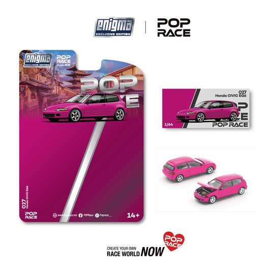 Pop Race - Honda Civic EG6 (Pink) (Enigma Exclusive Edition) 1/64 Scale Diecast Model Car (PRE027)
