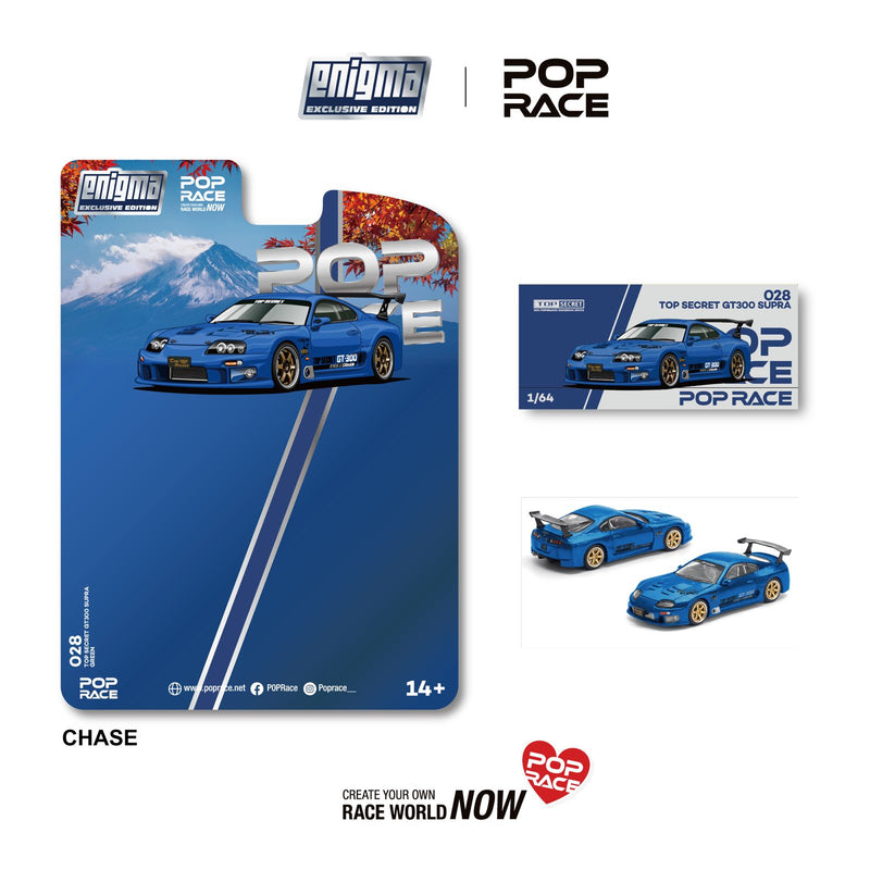 Load image into Gallery viewer, Pop Race - Top Secret Supra GT500 (A80) (Blue) (Enigma Exclusive Edition) 1/64 Scale Diecast Model Car (PRE028)
