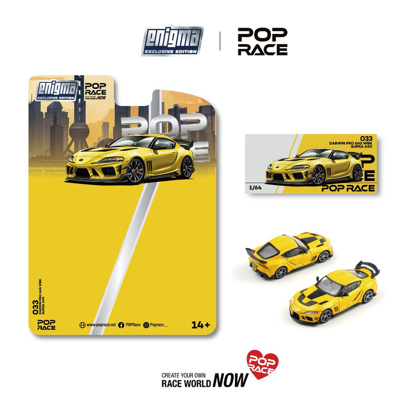 Load image into Gallery viewer, Pop Race - Darin Pro 66G WBK Supra A90 (Nitro Yellow) (Enigma Exclusive Edition) 1/64 Scale Diecast Model Car (PRE033)

