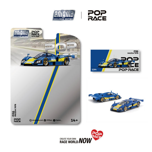 Pop Race - Mazda 787B (Racing Blue/Yellow) (Enigma Exclusive Edition) 1/64 Scale Diecast Model Car (PRE036)