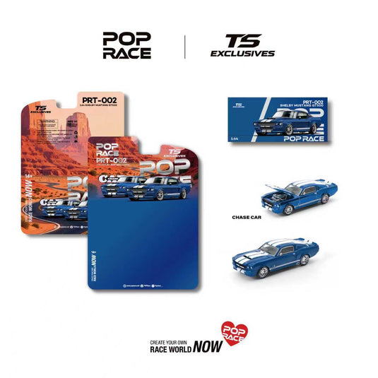 Pop Race - Shelby Mustang GT500 (Blue with White Stripes) (TS Exclusive Edition) 1/64 Scale Diecast Model Car (PRT002)