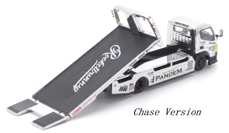 Load image into Gallery viewer, Pop Race - Pandem FUSO 300 Flatbed (Tokyo Station Exclusive) (Silver Chrome) 1/64 Scale Diecast Model Car (PRT005)
