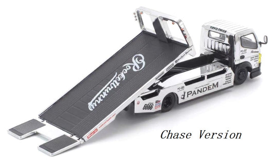 Pop Race - Pandem FUSO 300 Flatbed (Tokyo Station Exclusive) (Silver Chrome) 1/64 Scale Diecast Model Car (PRT005)