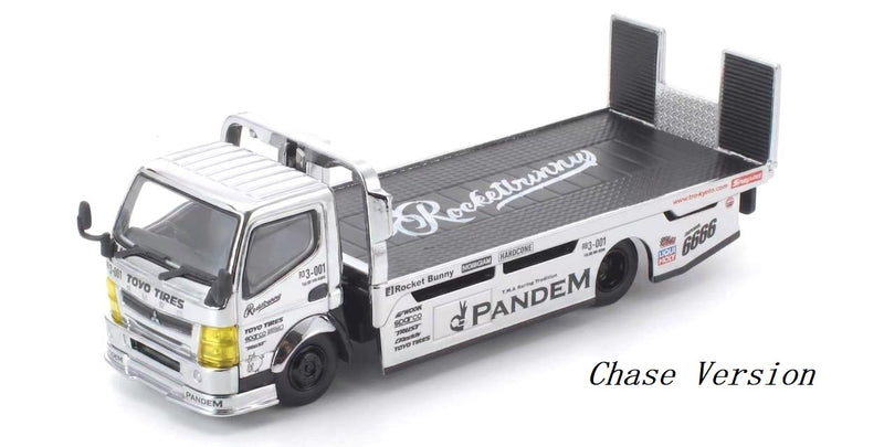 Load image into Gallery viewer, Pop Race - Pandem FUSO 300 Flatbed (Tokyo Station Exclusive) (Silver Chrome) 1/64 Scale Diecast Model Car (PRT005)

